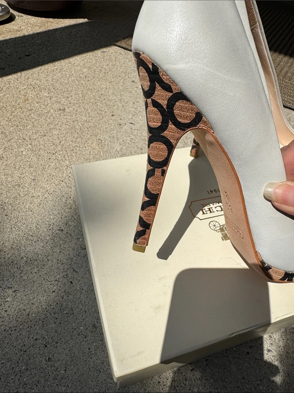 Coach NWB Round-Toe Platform Heels with Logo-Print Accents